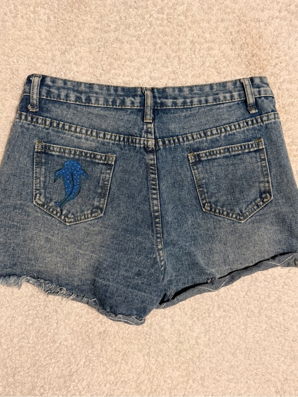 Denim Women's Shorts with Blue Shark Pocket